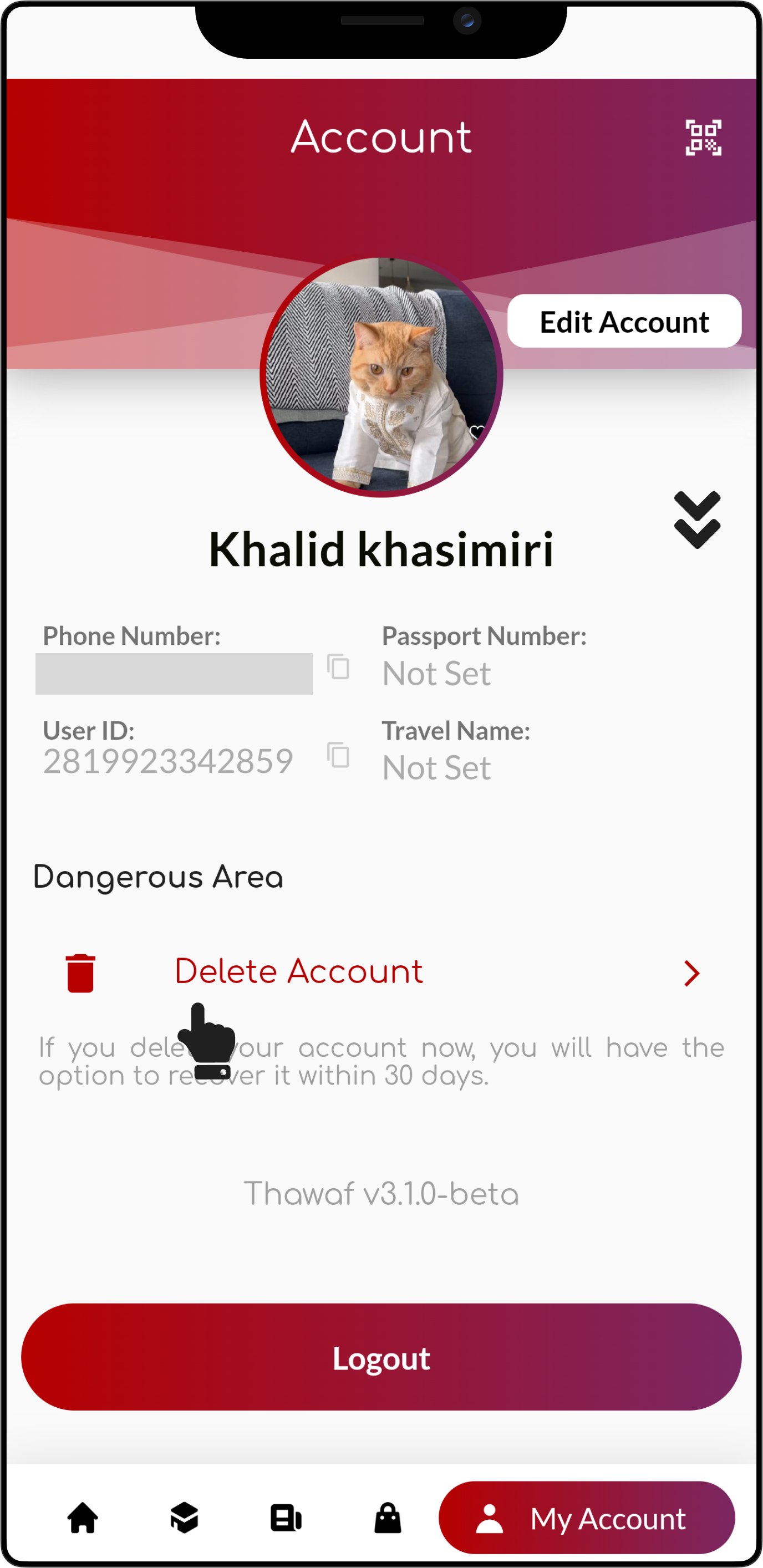 Option to delete account in settings.